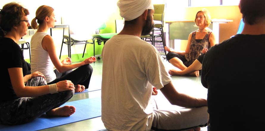 mindfulness meditation and yoga class at St Hilda's East community centre, East London