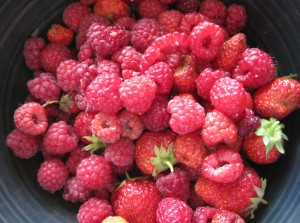strawberries and raspberries